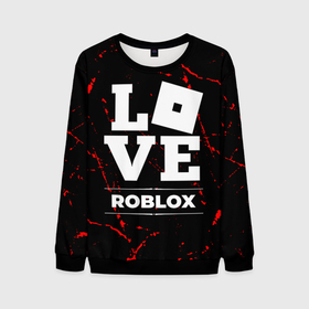 Мужской свитшот 3D с принтом Roblox Love Классика в Санкт-Петербурге, 100% полиэстер с мягким внутренним слоем | круглый вырез горловины, мягкая резинка на манжетах и поясе, свободная посадка по фигуре | logo | love | roblox | гранж | игра | игры | лого | логотип | роблокс | символ