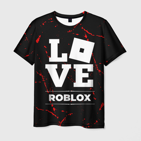 Мужская футболка 3D с принтом Roblox Love Классика в Санкт-Петербурге, 100% полиэфир | прямой крой, круглый вырез горловины, длина до линии бедер | Тематика изображения на принте: logo | love | roblox | гранж | игра | игры | лого | логотип | роблокс | символ