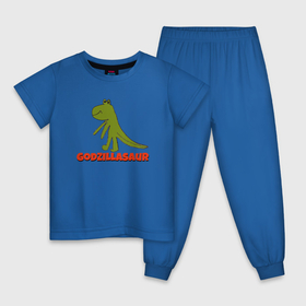 Детская пижама хлопок с принтом GODZILLASAUR , 100% хлопок |  брюки и футболка прямого кроя, без карманов, на брюках мягкая резинка на поясе и по низу штанин
 | 