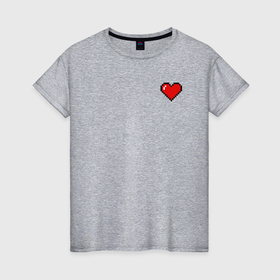 Женская футболка хлопок с принтом Сердце пиксель арт в Тюмени, 100% хлопок | прямой крой, круглый вырез горловины, длина до линии бедер, слегка спущенное плечо | dendy | денди | игра | красный | любовь | пиксель | пиксель арт | пиксельный | сердечко | сердце