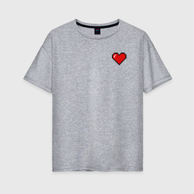 Женская футболка хлопок Oversize с принтом Сердце пиксель арт в Новосибирске, 100% хлопок | свободный крой, круглый ворот, спущенный рукав, длина до линии бедер
 | dendy | денди | игра | красный | любовь | пиксель | пиксель арт | пиксельный | сердечко | сердце