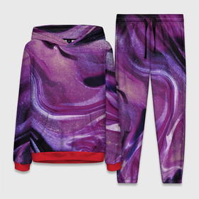 Женский костюм 3D (с толстовкой) с принтом Фиолетовая текстура ,  |  | блестки | волны | девочкам | девушкам | для девочек | для девушек | краска | разводы | текстура | темная | фиолетовый | флюиды | цветная | частицы