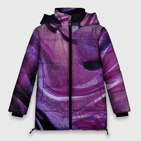 Женская зимняя куртка Oversize с принтом Фиолетовая текстура в Санкт-Петербурге, верх — 100% полиэстер; подкладка — 100% полиэстер; утеплитель — 100% полиэстер | длина ниже бедра, силуэт Оверсайз. Есть воротник-стойка, отстегивающийся капюшон и ветрозащитная планка. 

Боковые карманы с листочкой на кнопках и внутренний карман на молнии | блестки | волны | девочкам | девушкам | для девочек | для девушек | краска | разводы | текстура | темная | фиолетовый | флюиды | цветная | частицы