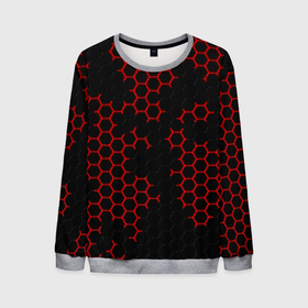 Мужской свитшот 3D с принтом НАНОКОСТЮМ   Black and Red Hexagon   Гексагоны в Белгороде, 100% полиэстер с мягким внутренним слоем | круглый вырез горловины, мягкая резинка на манжетах и поясе, свободная посадка по фигуре | Тематика изображения на принте: abstract | black and red hexagon | carbon | hexagon | nano | nanosuit | абстракция | броня | гексагон | гексагон фон | гексагоны | карбон | корбон | нано | нанокостюм | нанокостюм из crysis | шестиугольники