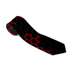 Галстук 3D с принтом НАНОКОСТЮМ   Black and Red Hexagon   Гексагоны в Новосибирске, 100% полиэстер | Длина 148 см; Плотность 150-180 г/м2 | abstract | black and red hexagon | carbon | hexagon | nano | nanosuit | абстракция | броня | гексагон | гексагон фон | гексагоны | карбон | корбон | нано | нанокостюм | нанокостюм из crysis | шестиугольники