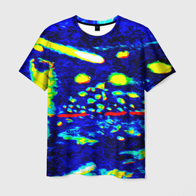 Мужская футболка 3D с принтом Цветное небо , 100% полиэфир | прямой крой, круглый вырез горловины, длина до линии бедер | космос | краски | небо | фантазия | цвет