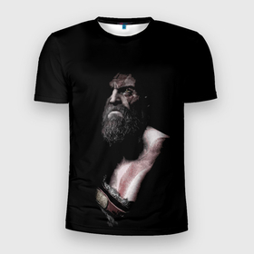 Мужская футболка 3D Slim с принтом Кратос   Kratos в Новосибирске, 100% полиэстер с улучшенными характеристиками | приталенный силуэт, круглая горловина, широкие плечи, сужается к линии бедра | god | god of war | kratos | бог власти | бог войны | бог кратос | бог мощи | бог силы | год оф вар | кратос