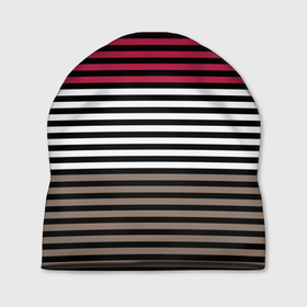 Шапка 3D с принтом Красно коричневый полосатый узор в Петрозаводске, 100% полиэстер | универсальный размер, печать по всей поверхности изделия | striped pattern | stripes | коричневый | красный | полосы | черные полосы