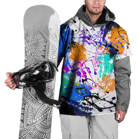 Накидка на куртку 3D с принтом Брызги и мазки  разноцветных красок на белом фоне в Петрозаводске, 100% полиэстер |  | paints | splatter | stains | абстракция | брызги | краски | красочные пятна | пятна | разноцветные пятна