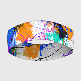 Повязка на голову 3D с принтом Брызги и мазки разноцветных красок на белом фоне ,  |  | paints | splatter | stains | абстракция | брызги | краски | красочные пятна | пятна | разноцветные пятна