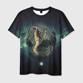 Мужская футболка 3D с принтом Большая ядовитая  змея в Новосибирске, 100% полиэфир | прямой крой, круглый вырез горловины, длина до линии бедер | змеи | змея | кобра | яд | ядовитая змея
