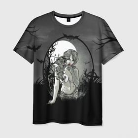 Мужская футболка 3D с принтом Сексуальная девушка   зомби с чупа чупсом в Тюмени, 100% полиэфир | прямой крой, круглый вырез горловины, длина до линии бедер | девушка | зомби | сосачка | чупа чупс