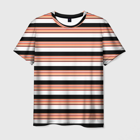 Мужская футболка 3D с принтом БЕЖЕВАЯ В ПОЛОСКУ в Санкт-Петербурге, 100% полиэфир | прямой крой, круглый вырез горловины, длина до линии бедер | Тематика изображения на принте: абстракция | белый | бордовый | летний | модный | паттерн | полосатая | полоску | свежий | топовый