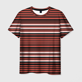 Мужская футболка 3D с принтом БОРДОВЫЙ В ПОЛОСКУ в Санкт-Петербурге, 100% полиэфир | прямой крой, круглый вырез горловины, длина до линии бедер | Тематика изображения на принте: абстракция | белый | бордовый | летний | модный | паттерн | полосатая | полоску | свежий | топовый
