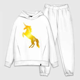 Мужской костюм хлопок OVERSIZE с принтом Золотой единорог молния в Екатеринбурге,  |  | unicorn | единорог | единороги | индрик | инрог | конь | лошадь | мифическое существо | юникорн