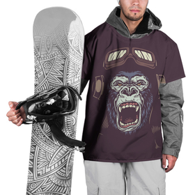 Накидка на куртку 3D с принтом Орущая горилла в Екатеринбурге, 100% полиэстер |  | Тематика изображения на принте: голова гориллы | горилла | животное | обезьяна | пилот | примат