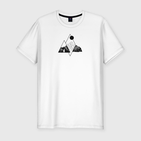 Мужская футболка хлопок Slim с принтом Минималистичная природная геометрия в Санкт-Петербурге, 92% хлопок, 8% лайкра | приталенный силуэт, круглый вырез ворота, длина до линии бедра, короткий рукав | 