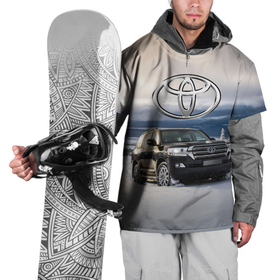 Накидка на куртку 3D с принтом Toyota Land Cruiser 200 в зимнем лесу   Winter forest , 100% полиэстер |  | car | forest | off road vehicle | snow | toyota | автомобиль | внедорожник | лес | снег | тойота