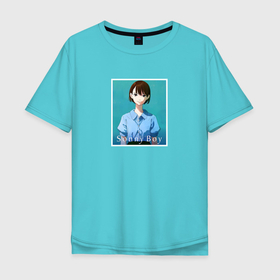Мужская футболка хлопок Oversize с принтом Надзоми | Сонни бой в Новосибирске, 100% хлопок | свободный крой, круглый ворот, “спинка” длиннее передней части | anime | nozomi | sonny boy | аниме | анимэ | нодзоми | сонни бой