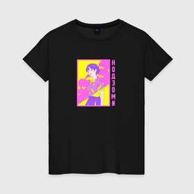 Женская футболка хлопок с принтом Надзоми арт Сонни бой в Новосибирске, 100% хлопок | прямой крой, круглый вырез горловины, длина до линии бедер, слегка спущенное плечо | anime | nozomi | sonny boy | аниме | анимэ | нодзоми | сонни бой