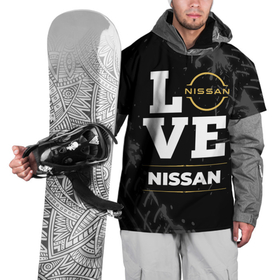 Накидка на куртку 3D с принтом Nissan Love Classic со следами шин на фоне в Кировске, 100% полиэстер |  | Тематика изображения на принте: auto | brand | logo | love | nissan | symbol | авто | бренд | лого | ниссан | символ | следы | шины