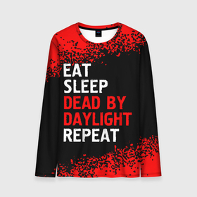 Мужской лонгслив 3D с принтом Eat Sleep Dead by Daylight Repeat | Арт в Курске, 100% полиэстер | длинные рукава, круглый вырез горловины, полуприлегающий силуэт | daylight | dead | eat sleep dead by daylight repeat | logo | дед | дэйлайт | игра | игры | краска | лого | логотип | символ | спрей