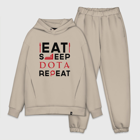 Мужской костюм хлопок OVERSIZE с принтом Надпись: Eat Sleep Dota Repeat в Курске,  |  | dota | eat sleep repeat | logo | дота | игра | игры | лого | логотип | символ
