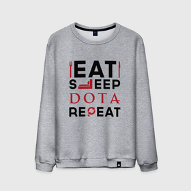 Мужской свитшот хлопок с принтом Надпись: Eat Sleep Dota Repeat в Курске, 100% хлопок |  | Тематика изображения на принте: dota | eat sleep repeat | logo | дота | игра | игры | лого | логотип | символ