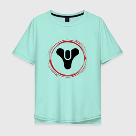 Мужская футболка хлопок Oversize с принтом Символ Destiny и красная краска вокруг в Новосибирске, 100% хлопок | свободный крой, круглый ворот, “спинка” длиннее передней части | destiny | logo | дестини | игра | игры | краска | лого | логотип | символ