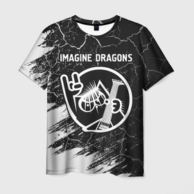 Мужская футболка 3D с принтом Imagine Dragons   КОТ   Краски в Курске, 100% полиэфир | прямой крой, круглый вырез горловины, длина до линии бедер | band | dragons | imagine | imagine dragons | metal | rock | группа | драгонс | имеджин | кот | краска | рок