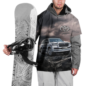 Накидка на куртку 3D с принтом Toyota Land Cruiser 200 среди скал , 100% полиэстер |  | car | land cruiser | mountains | off road vehicle | rock | toyota | автомобиль | внедорожник | горы | скалы | тойота