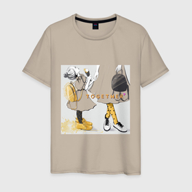 Мужская футболка хлопок с принтом Мама и дочка с  мороженым  держатся за руки (надпись together) в Новосибирске, 100% хлопок | прямой крой, круглый вырез горловины, длина до линии бедер, слегка спущенное плечо. | together | гламурные дочка и м | девочка в желтом | девочка с желтым рюкзачком | дочка в желтом | дочка в желтых башмачках | дочка и мама на прогулке | дочка с мороженым | любовь дочки и мамы