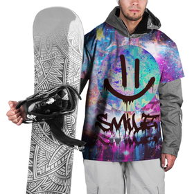 Накидка на куртку 3D с принтом Galaxy Smile , 100% полиэстер |  | smile | веселая | веселье | граффити | добрая | доброта | звезды | искусство | картина | космос | краски | красочная | надпись | позитив | прикол | прикольная | улыбка | яркая