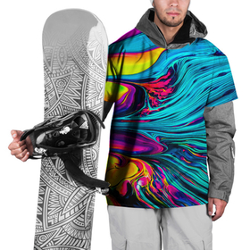 Накидка на куртку 3D с принтом Paint Wave в Тюмени, 100% полиэстер |  | абстракция | волны | жидкость | красивая | краска | красочная | линии | разноцветная | смешение цветов | яркая