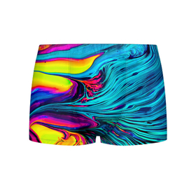 Мужские трусы 3D с принтом Paint Wave в Тюмени, 50% хлопок, 50% полиэстер | классическая посадка, на поясе мягкая тканевая резинка | абстракция | волны | жидкость | красивая | краска | красочная | линии | разноцветная | смешение цветов | яркая