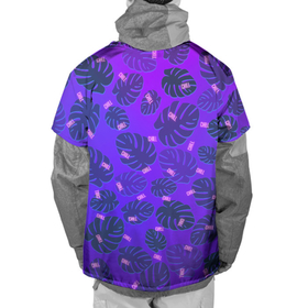 Накидка на куртку 3D с принтом Неоновый Chill и пальмовые листья в Петрозаводске, 100% полиэстер |  | chill | градиент | на чиле | неон | неоновая надпись | пальма | пальмовый лист | паттерн | тай дай | тропики | чил