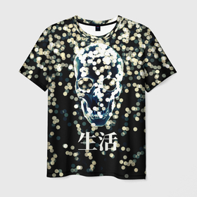 Мужская футболка 3D с принтом Пейетки в Санкт-Петербурге, 100% полиэфир | прямой крой, круглый вырез горловины, длина до линии бедер | блестки | блестящий фон | бытие | диско | дискотека | жизнь | китайские иероглифы | ночной | ночь | пейетки | стиль | стильная | существование | череп