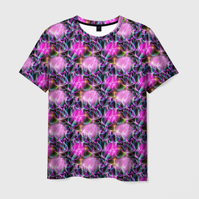 Мужская футболка 3D с принтом Абстрактные мыльные пузыри в Новосибирске, 100% полиэфир | прямой крой, круглый вырез горловины, длина до линии бедер | abstract | абстракция | бутоны | геометрия | линии | паттерн | текстура | узор | узоры | цветы
