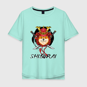 Мужская футболка хлопок Oversize с принтом Shiburai , 100% хлопок | свободный крой, круглый ворот, “спинка” длиннее передней части | japan | samurai | shiba | shiba inu | самурай | сиба | сиба ину | япония