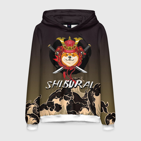 Мужская толстовка 3D с принтом Shiburai и волны в Тюмени, 100% полиэстер | двухслойный капюшон со шнурком для регулировки, мягкие манжеты на рукавах и по низу толстовки, спереди карман-кенгуру с мягким внутренним слоем. | shiba | shiba inu | самурай | сиба | сиба ину | японская собака