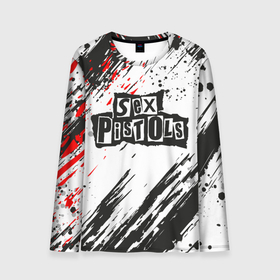 Мужской лонгслив 3D с принтом Sex Pistols | Big Logo в Екатеринбурге, 100% полиэстер | длинные рукава, круглый вырез горловины, полуприлегающий силуэт | emblem | logo | rock | stephen philip | лого | логотип | музыка | панк рок | рок | эмблема