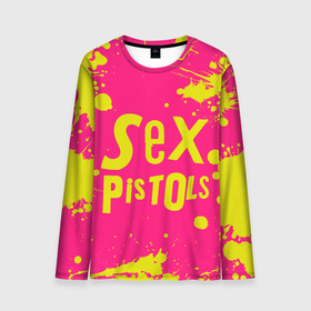 Мужской лонгслив 3D с принтом Sex Pistols | Yellow Logo в Екатеринбурге, 100% полиэстер | длинные рукава, круглый вырез горловины, полуприлегающий силуэт | emblem | logo | rock | stephen philip | лого | логотип | музыка | панк рок | рок | эмблема