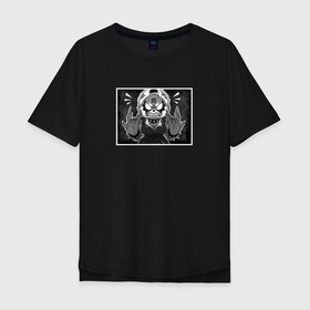 Мужская футболка хлопок Oversize с принтом Вэт метал Рэцуко | Агрессивная Рэцуко в Новосибирске, 100% хлопок | свободный крой, круглый ворот, “спинка” длиннее передней части | aggressive retsuko | aggretsuko | anime | retsuko | агрессивная рэцуко | аниме | анимэ | рэцуко