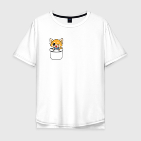 Мужская футболка хлопок Oversize с принтом Рэцуко в кармане | Aggretsuko в Новосибирске, 100% хлопок | свободный крой, круглый ворот, “спинка” длиннее передней части | aggressive retsuko | aggretsuko | anime | retsuko | агрессивная рэцуко | аниме | анимэ | рэцуко