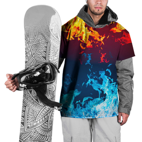 Накидка на куртку 3D с принтом Лед и Пламя Борьба стихий , 100% полиэстер |  | борьба стихий | лед | огонь | пламя | синий огонь