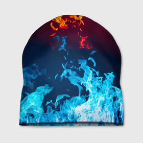 Шапка 3D с принтом Лед и Пламя Борьба стихий в Курске, 100% полиэстер | универсальный размер, печать по всей поверхности изделия | борьба стихий | лед | огонь | пламя | синий огонь