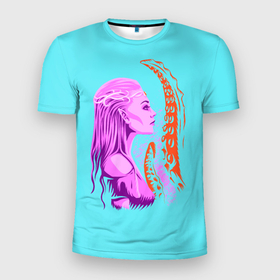 Мужская футболка 3D Slim с принтом GIRL AND OCTOPUS TENTACLES в Екатеринбурге, 100% полиэстер с улучшенными характеристиками | приталенный силуэт, круглая горловина, широкие плечи, сужается к линии бедра | girl | море | нимфа | океан | осьминог | щупальца