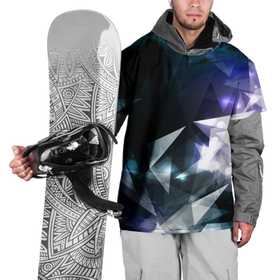 Накидка на куртку 3D с принтом Алмазные треугольники в Петрозаводске, 100% полиэстер |  | Тематика изображения на принте: свет | синий | треугольник | фиолетовый | черный
