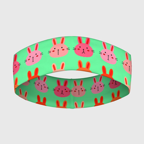 Повязка на голову 3D с принтом FUNNY BUNNIES ,  |  | животные | забавный | зеленый | кролик | милый | очаровательный | розовый | синий