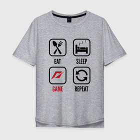 Мужская футболка хлопок Oversize с принтом Eat   Sleep   Need for Speed   Repeat в Белгороде, 100% хлопок | свободный крой, круглый ворот, “спинка” длиннее передней части | eat sleep repeat | for | logo | need | need for speed | nfs | speed | игра | игры | лого | логотип | нид | нфс | символ